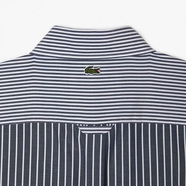 Áo Sơ Mi Nam Lacoste Regular Fit Striped Blue Shirt CH6409 522 Màu Xám Nhạt Size S