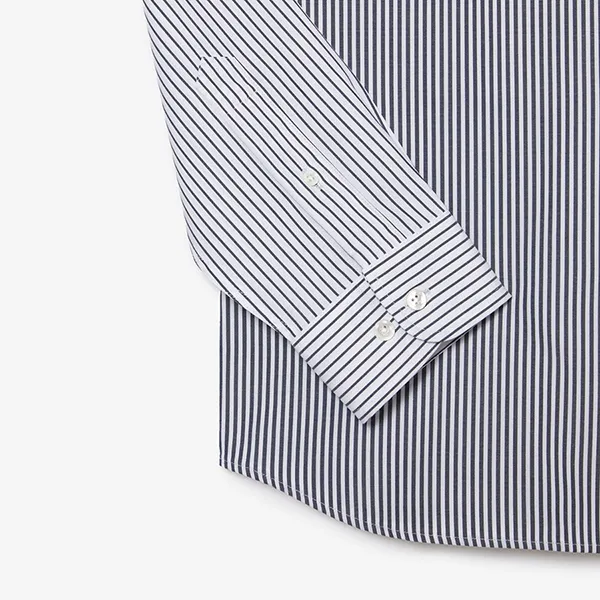 Áo Sơ Mi Nam Lacoste Regular Fit Striped Blue Shirt CH6409 522 Màu Xám Nhạt Size S