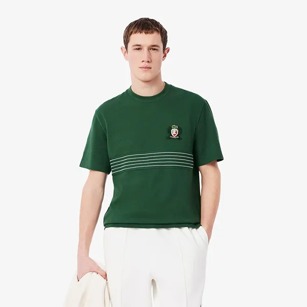 Áo Thun Nam Lacoste Men's TShirt Piqué Material Embroidered Badge TH0025 10 132 Màu Xanh Lá Size 2