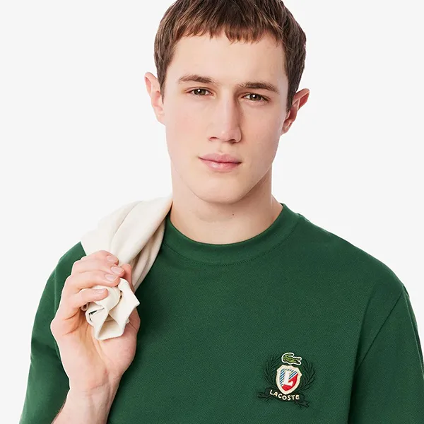 Áo Thun Nam Lacoste Men's TShirt Piqué Material Embroidered Badge TH0025 10 132 Màu Xanh Lá Size 2