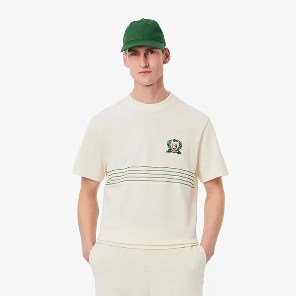 Áo Thun Nam Lacoste Men's TShirt Piqué Material Embroidered Badge TH0025 10 XFJ Màu Trắng Kem Size 3