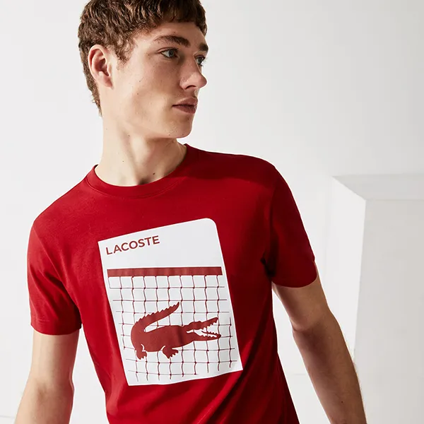 Áo Thun Nam Lacoste Sport 3d Print Breathable T-shirt TH9654 Màu Đỏ Size 3