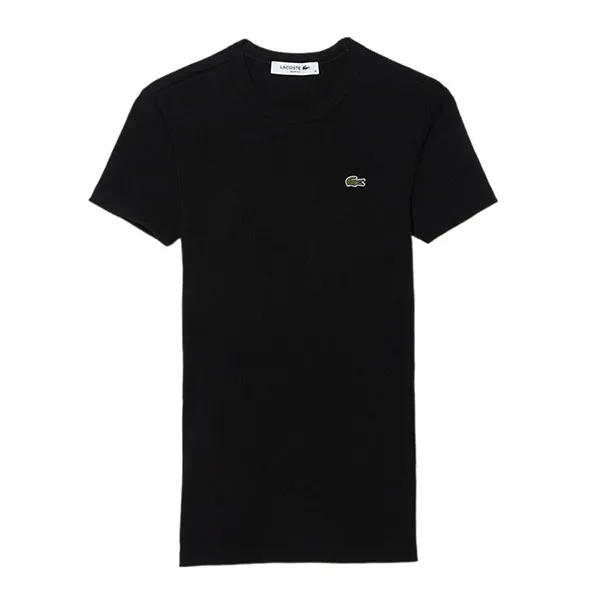 Áo Thun Nữ Lacoste Women's Slim Fit Ribbed Cotton T-shirt TF5538 54N 031 Màu Đen Size 36