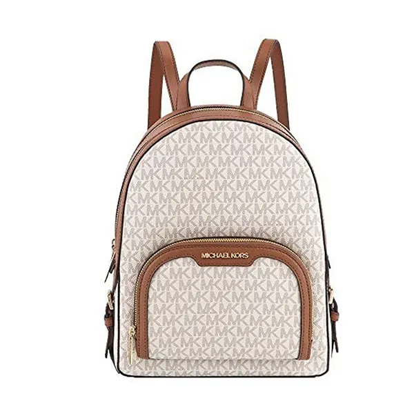 Balo Michael Kors MK Jaycee Logo Backpack Màu Trắng Nâu