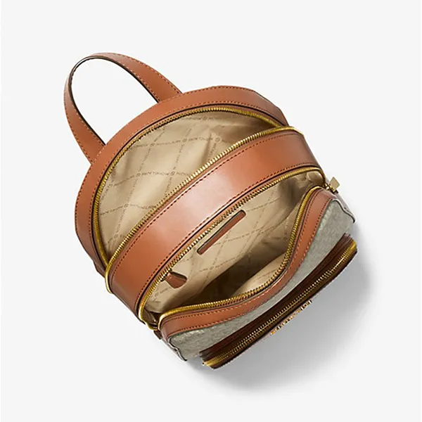 Balo Michael Kors MK Jaycee Logo Backpack Màu Trắng Nâu