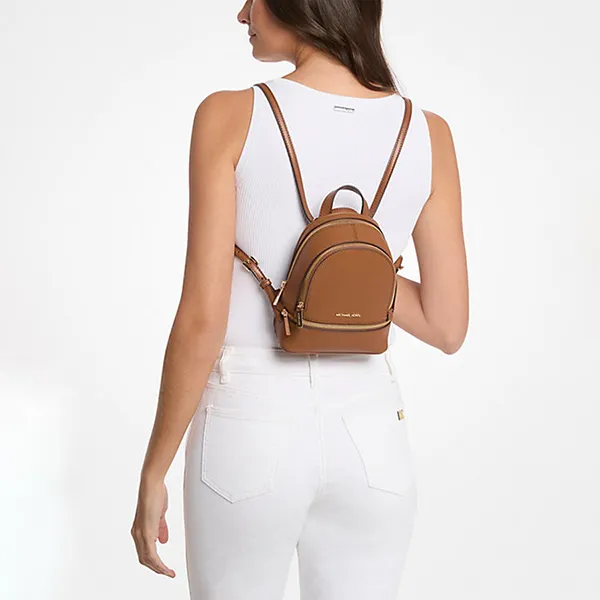 Balo Nữ Michael Kors MK Rhea Extra-Small Pebbled Leather Backpack 35T5GRAB0L Màu Nâu