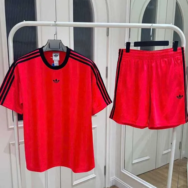 Bộ Quần Áo Cộc Tay Nam Adidas Màu Đỏ Size XS (Form Âu)