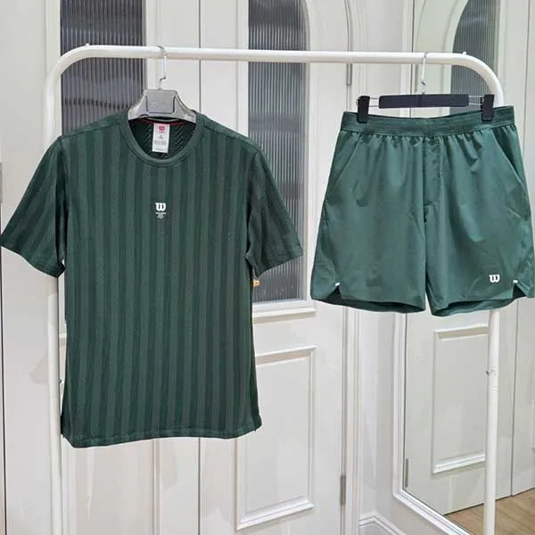 Bộ Quần Áo Cộc Tay Nam Wilson Men's Game Point Seamless Màu Xanh Lá Size S (Form Âu)