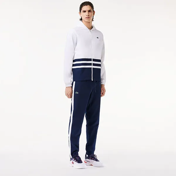 Bộ Quần Áo Gió Nam Lacoste Tenis Sweatsuit WH7566 DU9 Màu Trắng/Navy Size 2