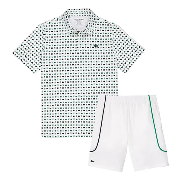 Bộ Quần Áo Nam Lacoste Men's Printed Recycled Polyester FW23/GH7460 51 001 Màu Trắng Size 3