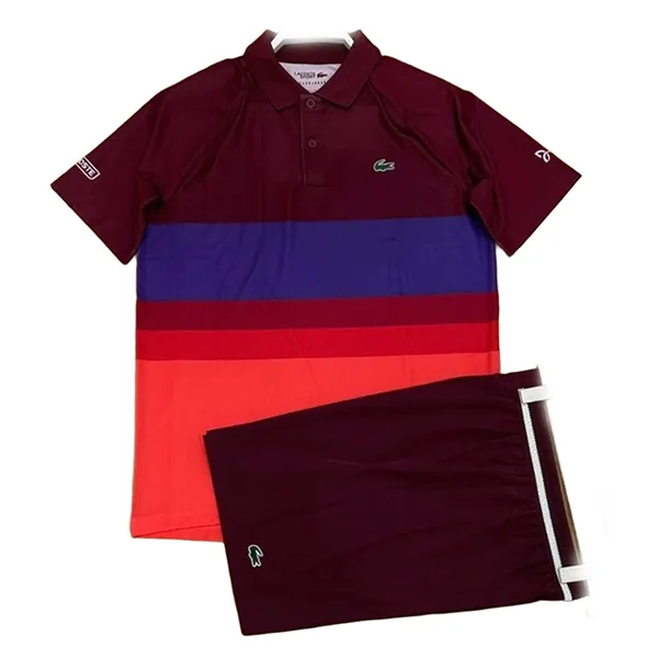 Bộ Quần Áo Nam Lacoste Novak Djokovic Polo Herren DH6959WT0/GH7413-10 BZD Màu Đỏ Đô/Cam Size 4