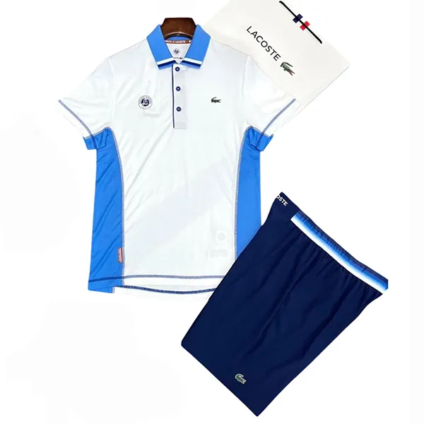 Bộ Thể Thao Nam Lacoste Sport Roland Garros Breathable DH0966-V10/GH0880-78X Màu Trắng Phối Xanh Size 5