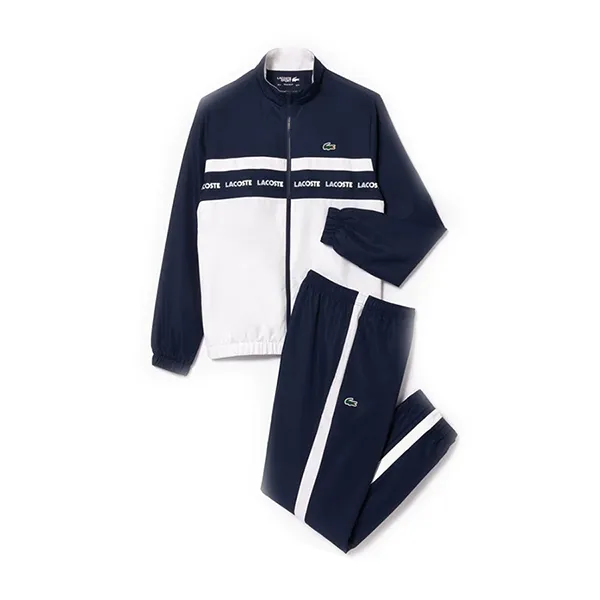 Bộ Thể Thao Nam Lacoste Sportsuit Logo Stripe Tennis Màu Xanh Trắng