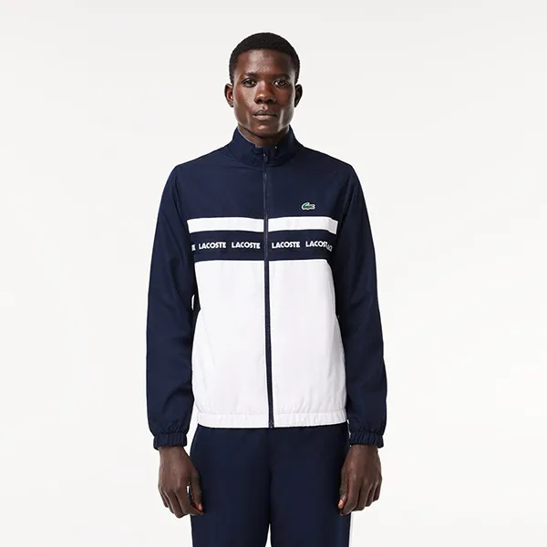 Bộ Thể Thao Nam Lacoste Sportsuit Logo Stripe Tennis Màu Xanh Trắng
