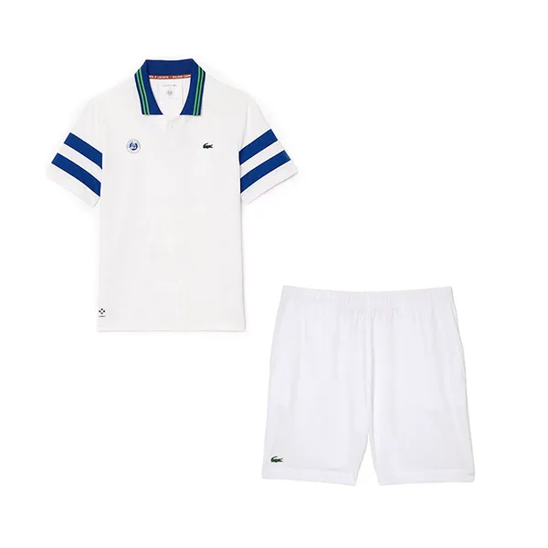 Bộ Thể Thao Nam Lacoste Tennis/Pickleball Daniil Medvedev Roland-Garros Edition WhiteDH7851-00-ITA/GH6961-10 Màu Xanh Trắng