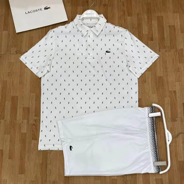 Bộ Thể Thao Tennis/ Pickleball Nam Lacoste Men's Regular Fit UV Protect Golf Màu Trắng