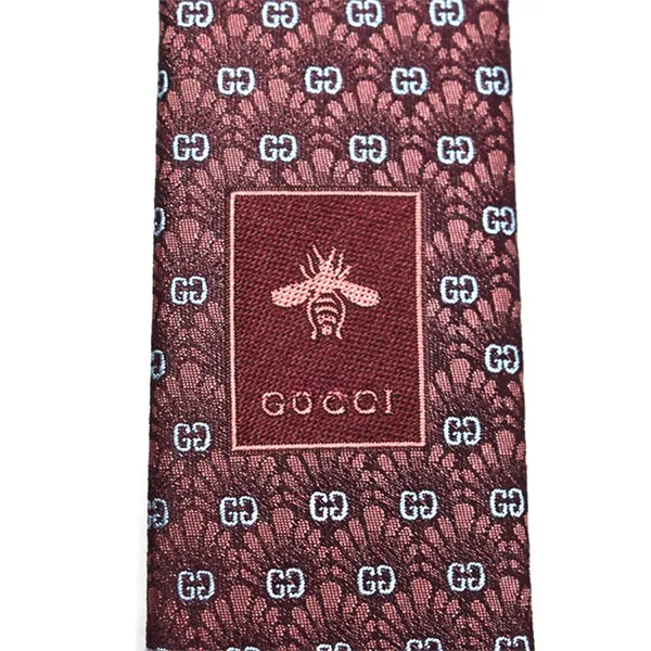 Cà Vạt Gucci Dark Red GG Monogram Logo Silk Tie Màu Đỏ