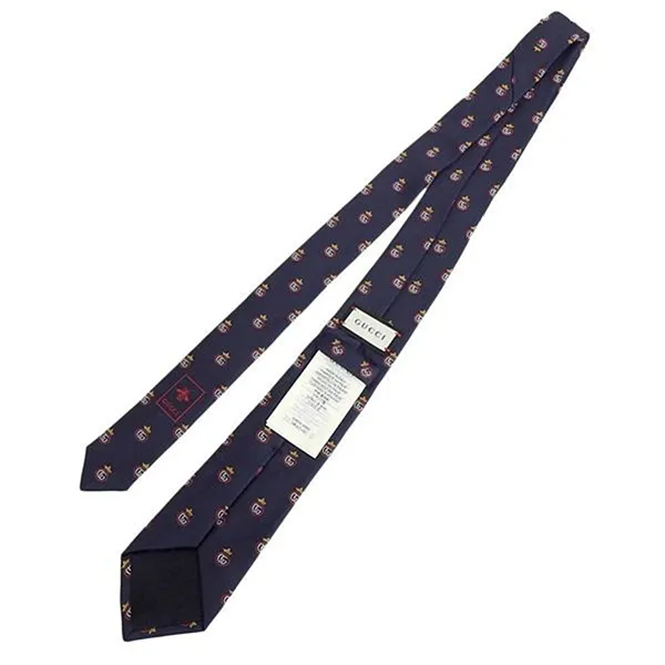 Cà Vạt Gucci Men's Silk Tie Navy Multi 6240544E002 Màu Xanh Navy