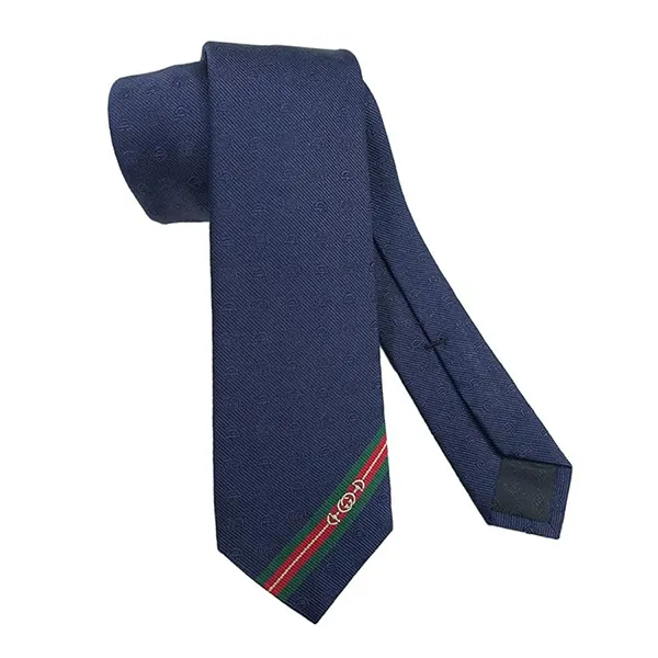 Cà Vạt Nam Gucci Men’s Silk GG Necktie Màu Xanh Navy