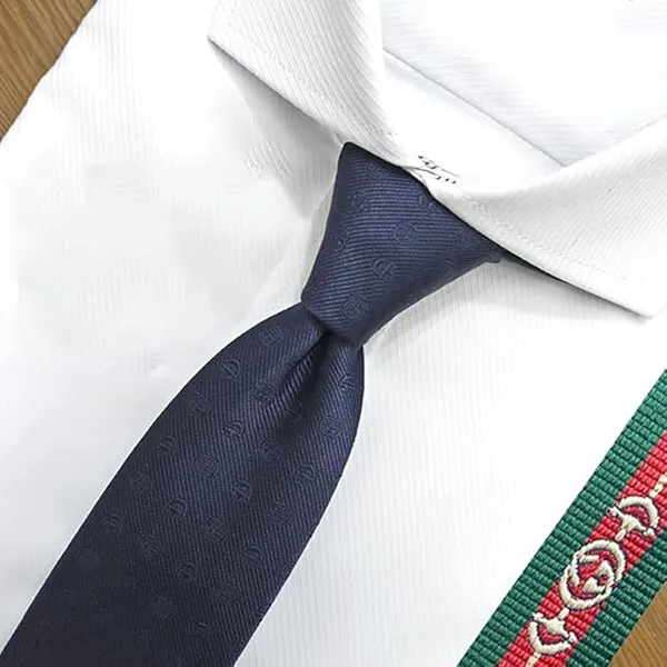 Cà Vạt Nam Gucci Men’s Silk GG Necktie Màu Xanh Navy