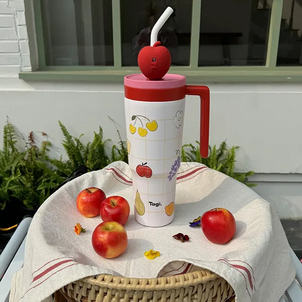 Cốc Giữ Nhiệt Tagi Put-Put Flower Field Vacuum Bottle- Fruit Ton Ton, Durability And Hygien Màu Đỏ Trắng