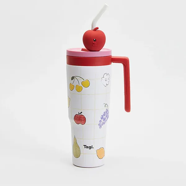 Cốc Giữ Nhiệt Tagi Put-Put Flower Field Vacuum Bottle- Fruit Ton Ton, Durability And Hygien Màu Đỏ Trắng