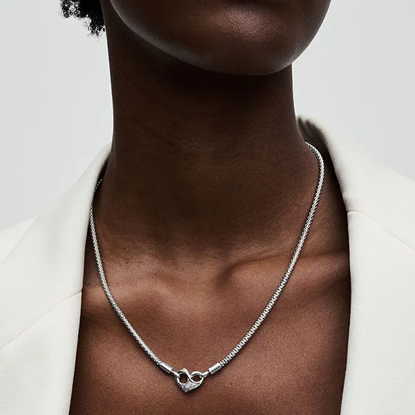 Dây Chuyền Nữ Pandora Moments Studded Chain Necklace 392451C00 Màu Bạc