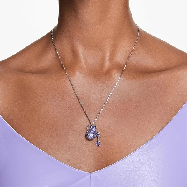 Dây Chuyền Nữ Swarovski Alice In Wonderland Pendant Teapot, Purple, Rhodium Plated 5682807 Màu Bạc Tím