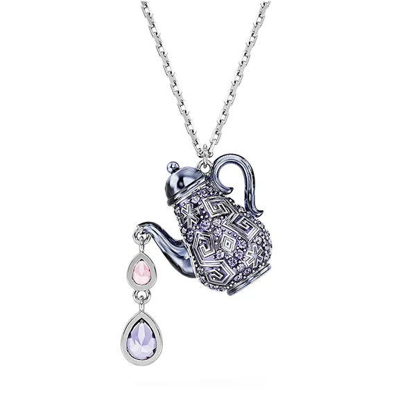 Dây Chuyền Nữ Swarovski Alice In Wonderland Pendant Teapot, Purple, Rhodium Plated 5682807 Màu Bạc Tím