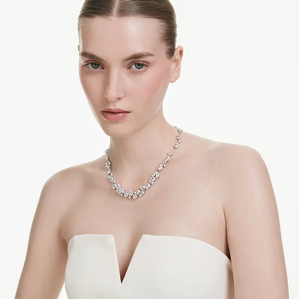 Dây Chuyền Nữ Swarovski Constella Necklace Round Cut, White, Rhodium Plated 5722472 Màu Bạc
