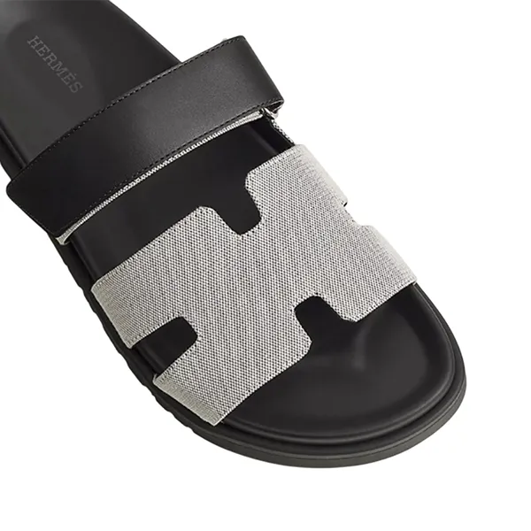 Dép Nam Hermès Chypre Sandal Màu Ghi Đen Size 39.5
