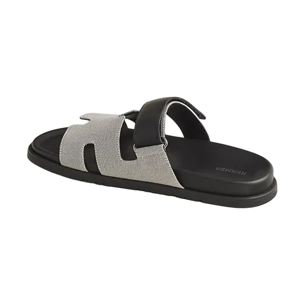 Dép Nam Hermès Chypre Sandal Màu Ghi Đen Size 39.5