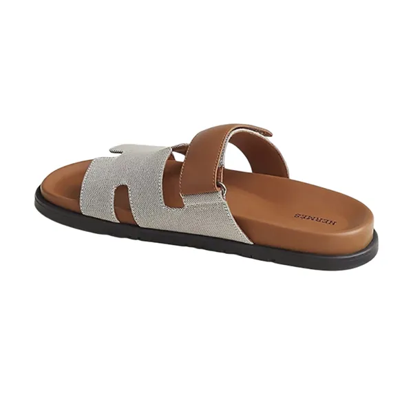 Dép Nam Hermès Chypre Sandal Màu Nâu Ghi