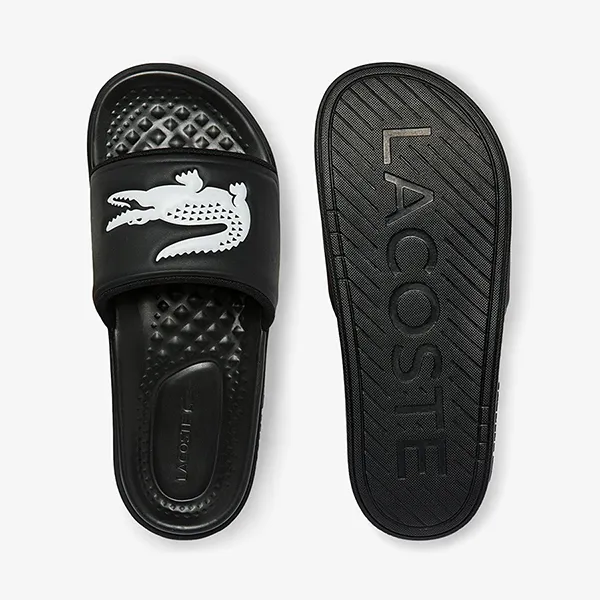 Dép Nam Lacoste Men's Croco Dualiste Logo Strap Slides 43CMA0020 312 Màu Đen Size 6