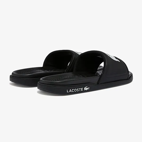 Dép Nam Lacoste Men's Croco Dualiste Logo Strap Slides 43CMA0020 312 Màu Đen Size 6