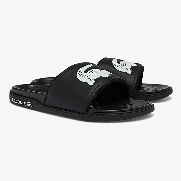 Dép Nam Lacoste Men's Croco Dualiste Logo Strap Slides 43CMA0020 312 Màu Đen Size 6