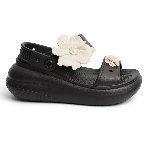 Dép Nữ Crocs Classic Crush Woman Sandal 207670-6WV Black Màu Đen Size 36
