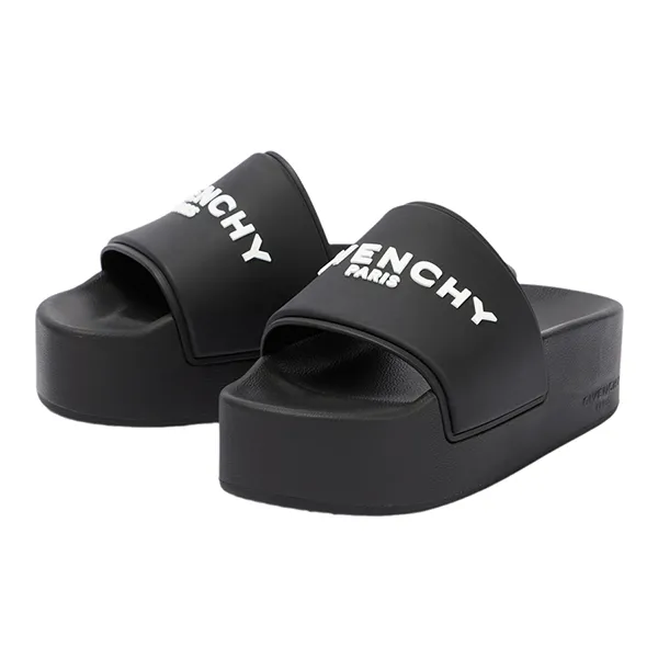 Dép Nữ Givenchy Logo Platform Slides Màu Đen Size 37