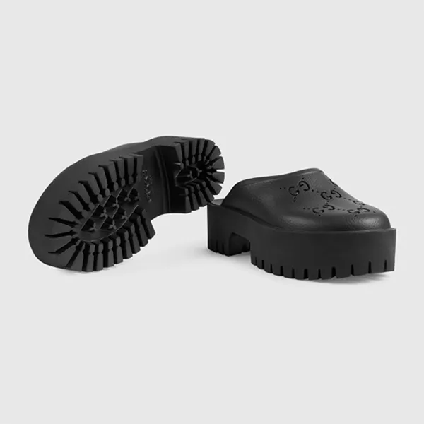 Dép Nữ Gucci Platform Perforated G Black 663577 JFB00 1000 Màu Đen Size 35