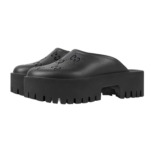 Dép Nữ Gucci Platform Perforated G Black 663577 JFB00 1000 Màu Đen Size 35