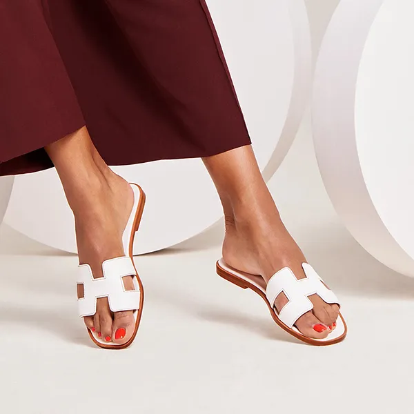 Dép Nữ Hermès Izmir Oran Sandal H021056ZV02345 Màu Trắng Size 36.5