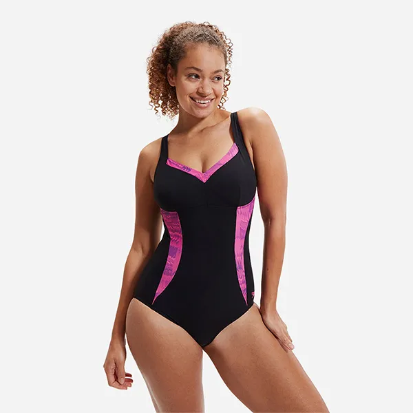 Đồ Bơi Một Mảnh Nữ Speedo Women's Shaping Printed Lunaelustre Swimsuit Black Màu Đen - Hồng Size XS