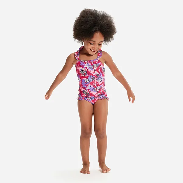 Đồ Bơi Một Mảnh Trẻ Em Speedo Girls' Learn To Swim Digital Frill Thinstrap Swimsuit Pink 8-00314614807 Màu Hồng Họa Tiết Size 2Y