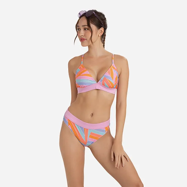 Đồ Bơi Nữ Speedo Printed Banded Triangle Bikini 8-00440716790 Màu Hồng Cam Size 2XS
