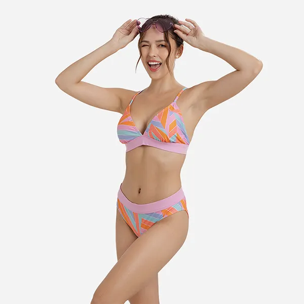Đồ Bơi Nữ Speedo Printed Banded Triangle Bikini 8-00440716790 Màu Hồng Cam Size 2XS