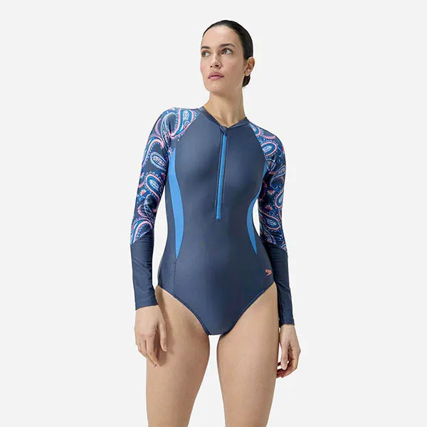 Đồ Bơi Nữ Speedo Printed Panel Sunprotection Swimsuit Blue Swimsuit 8-1351917576 Màu Xanh Đậm Size S