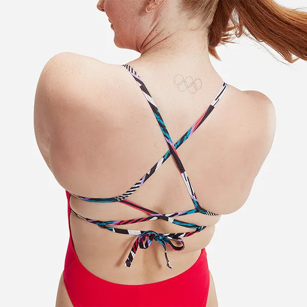 Đồ Bơi Nữ Speedo Solid Lattice Tie Back One Piece Swimsuit 8-00406516613 Màu Đỏ Size XS