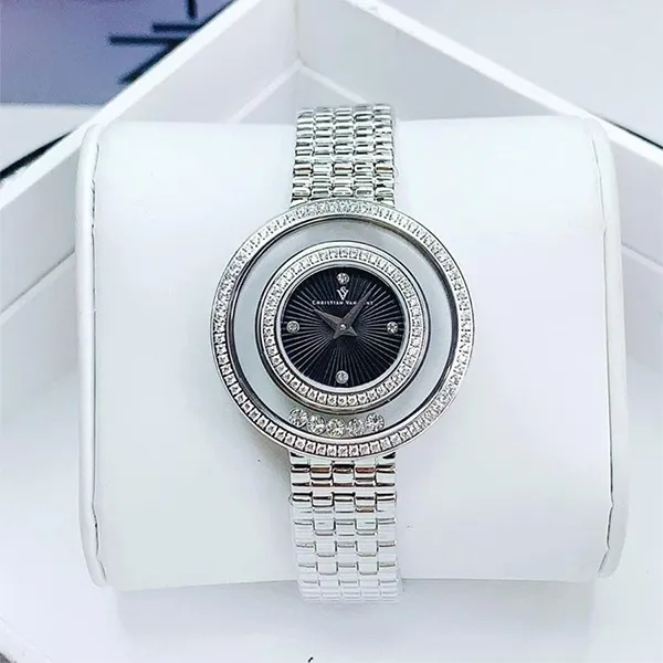 Đồng Hồ Christian Van Sant Women's Gracieuse Black Dial Watch CV4830 Màu Bạc