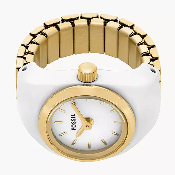 Đồng Hồ Dạng Nhẫn Nữ Fossil Watch Ring Two-Hand Gold-Tone Stainless Steel ES5412 Màu Vàng Trắng