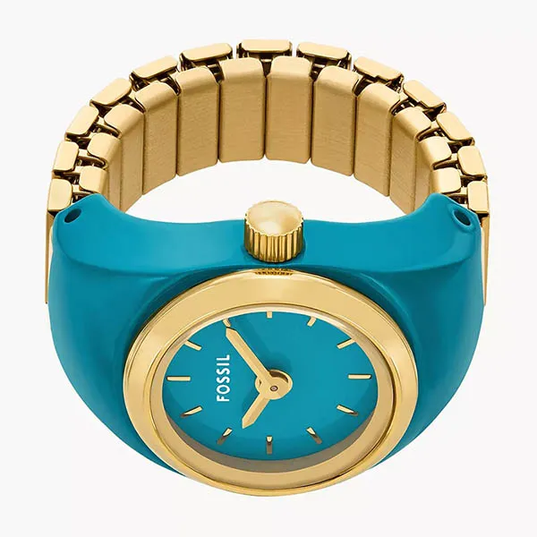 Đồng Hồ Dạng Nhẫn Nữ Fossil Watch Ring Two-Hand Gold-Tone Stainless Steel ES5415 Màu Xanh Phối Vàng